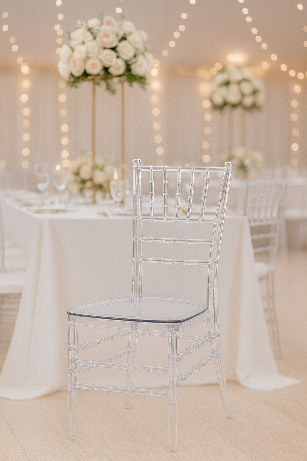 Clear Acrylic Chiavari Chair Hire UK – Transparent Wedding & Event Chair Rentals | JoyfulSparksUK