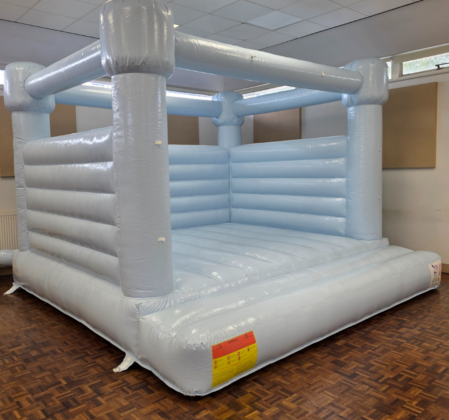Hire Our 13ft Blue Bouncy Castle with Bubble Balloon Hangers